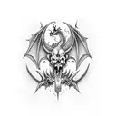 dragon skull fire mouth dark tattoo design idea