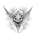 dragon skull fire mouth dark tattoo design idea