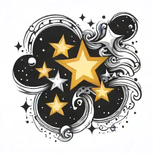 Galaxy 5 stars black white tattoo design idea