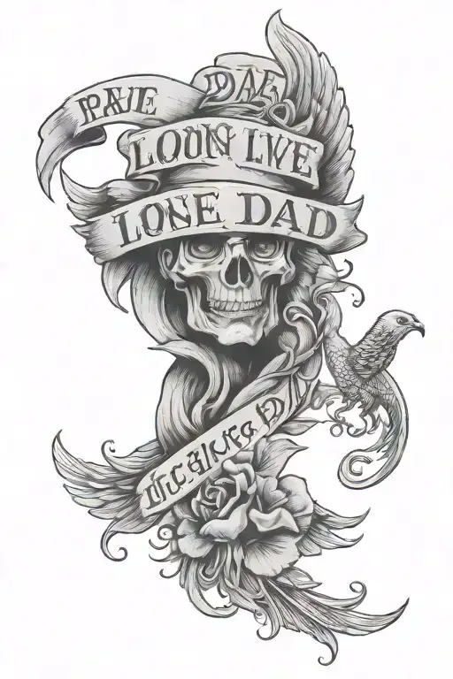 long live dad memorial tattoo design idea
