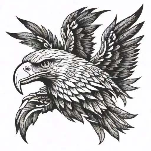 eagle head tattoo with feathers and wings  tattoo design idea