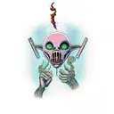 alien smoking marijuana tattoo design idea