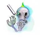 alien smoking marijuana tattoo design idea