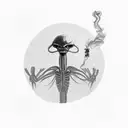 alien smoking marijuana tattoo design idea