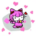 hello kitty with devil horns purple tattoo design idea