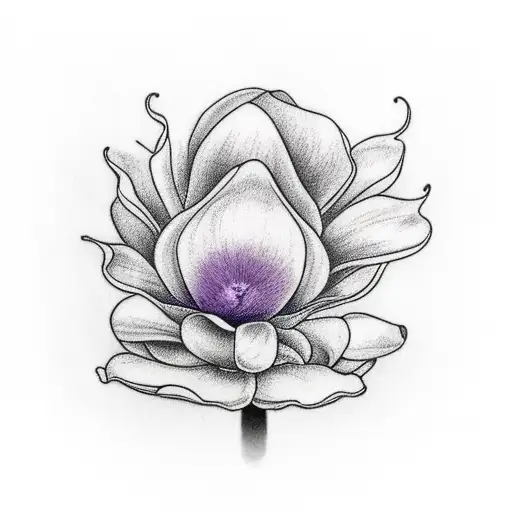 magnolia flower on fire fading into ravens tattoo design idea