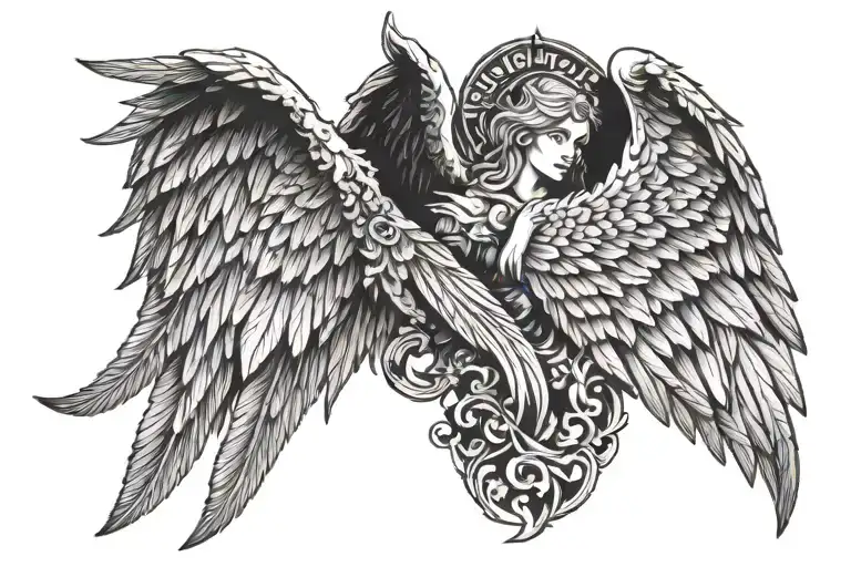 one wing angel and one wing devil wings tattoo design idea