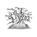 fine line giving tree stump  tattoo design idea