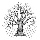 fine line giving tree stump  tattoo design idea