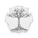 fine line giving tree stump  tattoo design idea