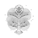 fine line giving tree stump  tattoo design idea