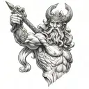 poseidon god tattoo design idea