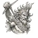 poseidon god tattoo design idea