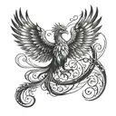 Phoenix dropping Aristotle in front of logarithmic curve tattoo design idea