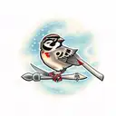 Sparrow with sword  tattoo design idea