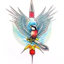 Sparrow with sword  tattoo design idea