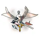 Sparrow with sword  tattoo design idea