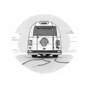 an ambulance on a road in 2d tattoo design idea