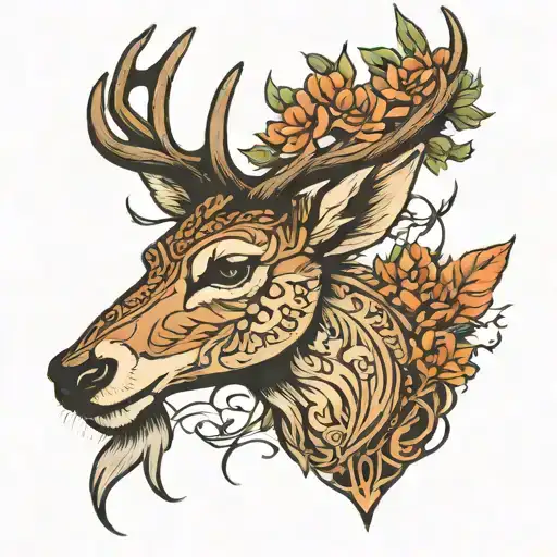 deer head tattoo design idea