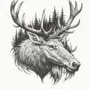 elk head surrounded tattoo design idea