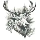 elk head surrounded tattoo design idea
