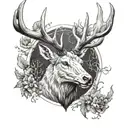 elk head surrounded tattoo design idea