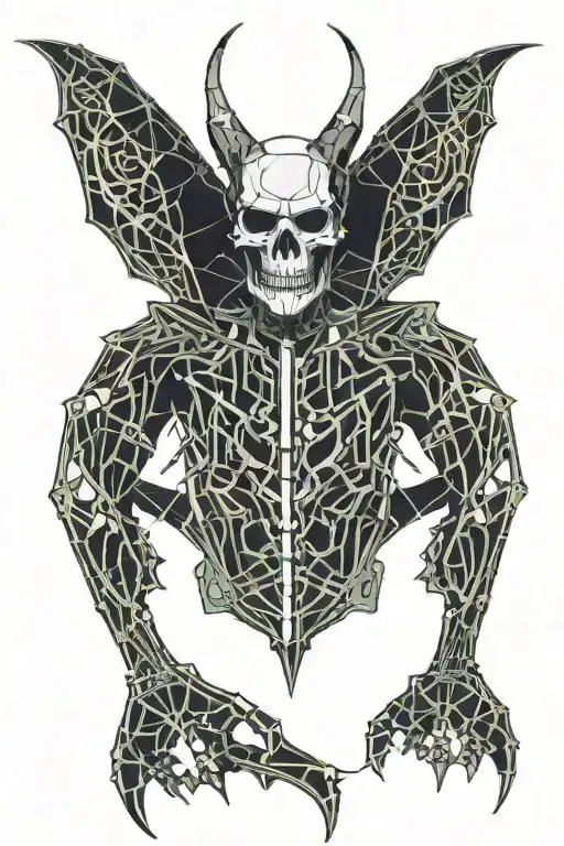 skeleton of bat tattoo design idea