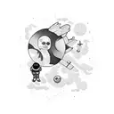 astronaut and bipolar disorder symbol tattoo design idea