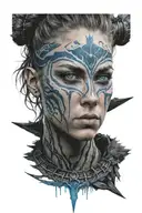 hellblade senua, blue eyes tattoo design idea