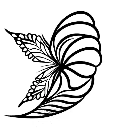 butterfly flower crescent moon tattoo design idea