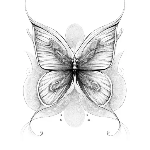 butterfly flower crescent moon tattoo design idea