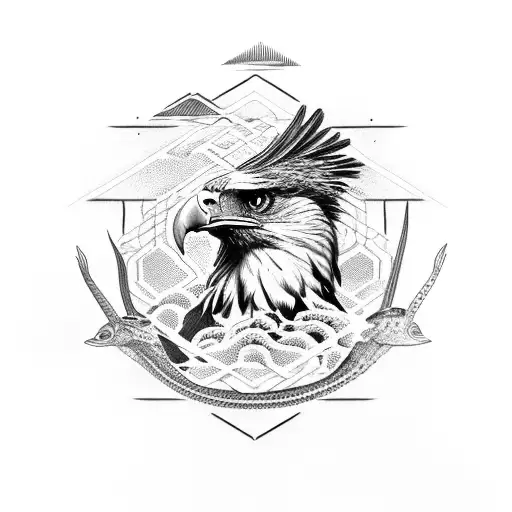 eagle holding snake tattoo design idea