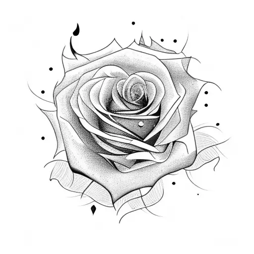 burning rose with nightsky embers tattoo design idea