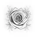 burning rose with nightsky in the embers tattoo design idea