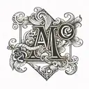 initials "A.M." tattoo design idea