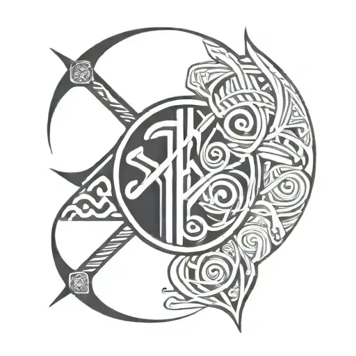 Viking runes carved tattoo design idea