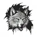 Incorporate Viking runes into a fierce wolf design tattoo design idea