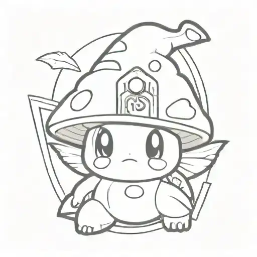 a tattoo with a super Mário mashroom and hat, Legend off Zelda ocarina and master sword and pokemon pokeball and Pokédex tattoo design idea