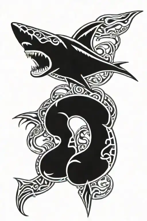 shark, spider, cnake, scorpion, heron, shoulder sketch in style maori tattoo design idea