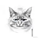 a cats head with 3 eyes, without color tattoo design idea