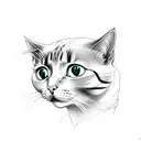 a cats head with 3 eyes, without color tattoo design idea