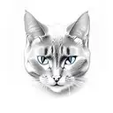 a cats head with 3 eyes, without color tattoo design idea