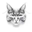 a cats head with 3 eyes, without color tattoo design idea