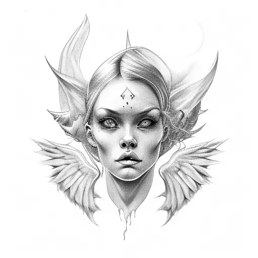 Angels in hell tattoo design idea