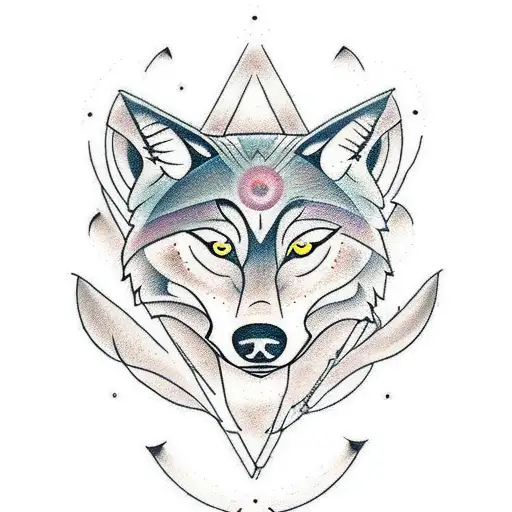create me a tattoo from a wolf an allseeneye and a wood in the backround and a flower of life  tattoo design idea