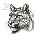 Cougar with cat as reflection storm lighting tattoo design idea