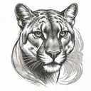 Cougar with cat as reflection storm lighting tattoo design idea