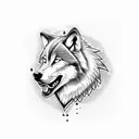wolf head biting hand traditional tattoo design idea