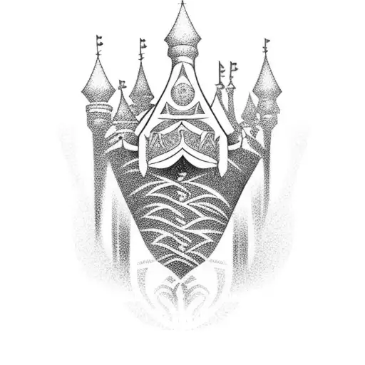 under breast disney castle  tattoo design idea