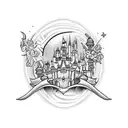 under breast disney castle  tattoo design idea